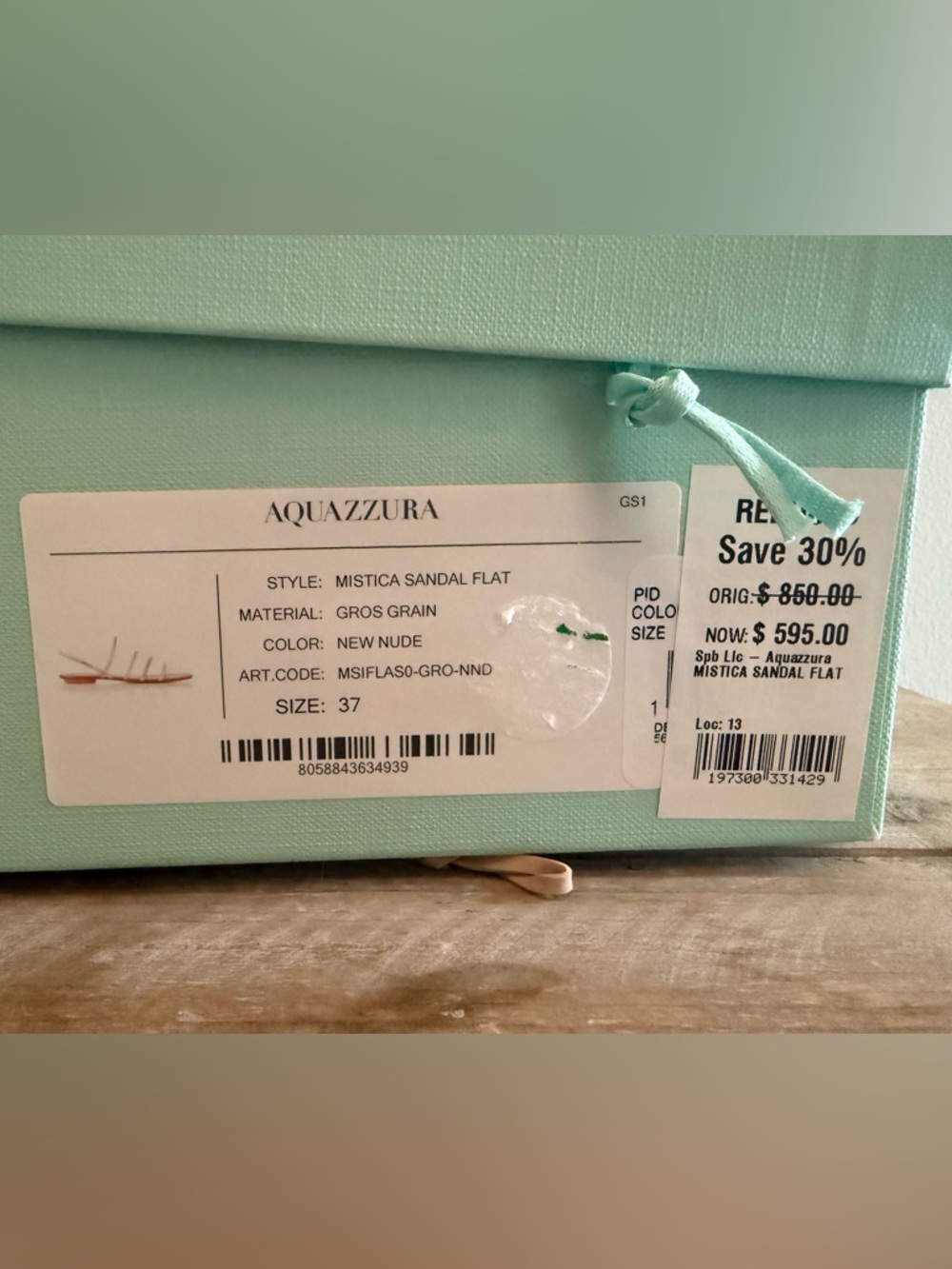 Aquazzura Tan Crystal-Strap Square Toe Flat Sandals - Picture 10 of 10